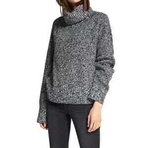 Sanctuary Gray Marled Knit Oversized Turtleneck Long Sleeve Sweater